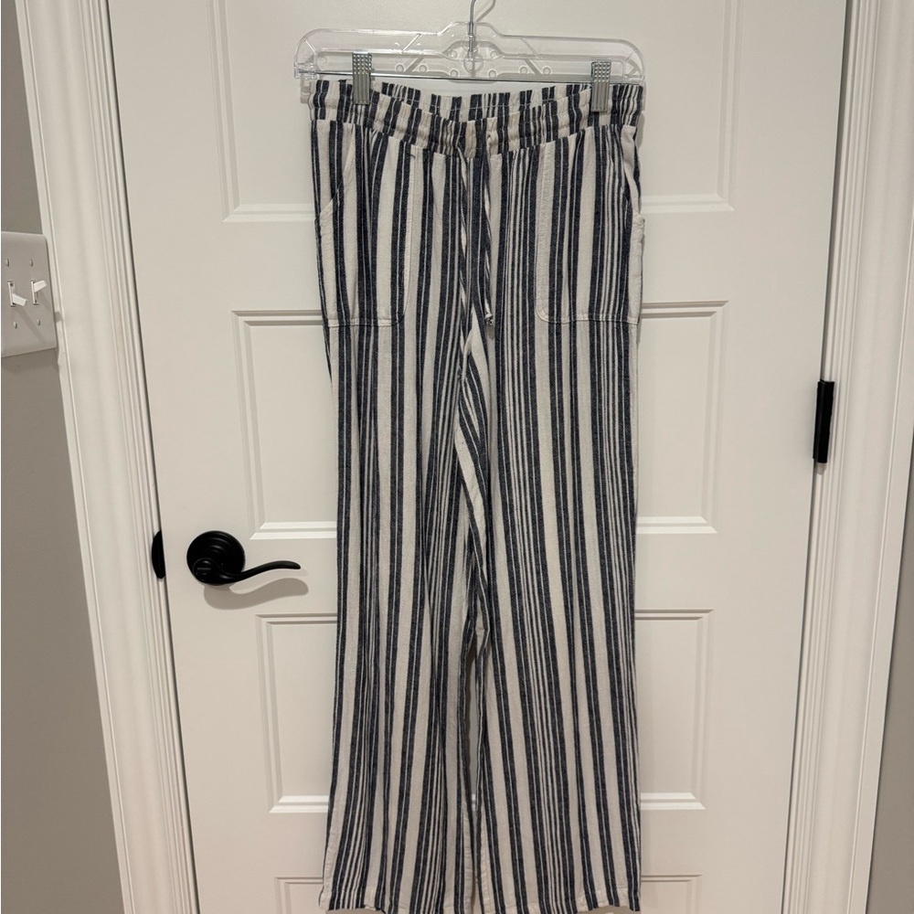 Sunday Navy and White Striped Pants